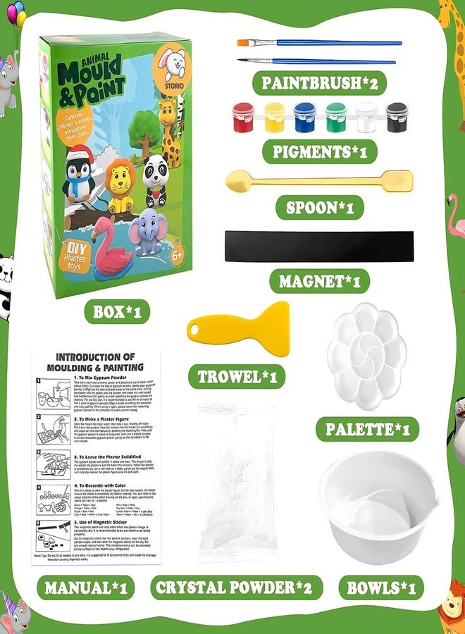 ستوريو مجموعة ستوريو تويز للرسم والتلوين - عالم الحيوانات، مجموعة تماثيل جبسية للأطفال من عمر 5 سنوات مع لوحة ألوان وقالب، مجموعة فنية وحرفية للرسم - هدية للأطفال من 3 إلى 8 سنوات، متعددة الألوان - Image 3